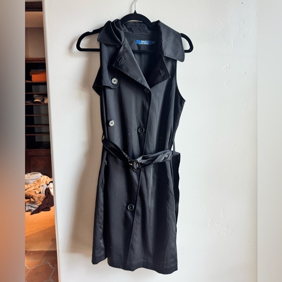 Ralph Lauren Dresses & Skirts - Polo Ralph Lauren Black Sleeveless Trench Dress Belted 6 Classic Academia Preppy
